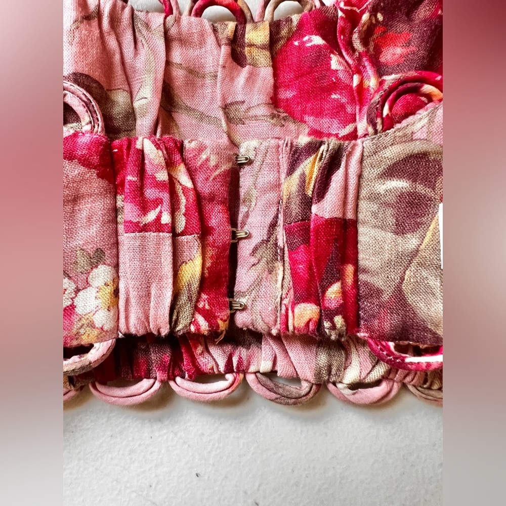 Zimmermann Cassia Cropped Scalloped Floral Print linen Top size 1 - Picture 8 of 8